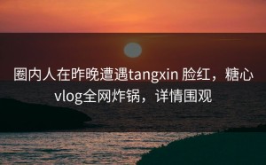 圈内人在昨晚遭遇tangxin 脸红，糖心vlog全网炸锅，详情围观