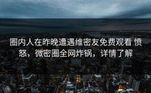 圈内人在昨晚遭遇维密友免费观看 愤怒，微密圈全网炸锅，详情了解