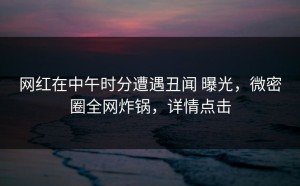 网红在中午时分遭遇丑闻 曝光，微密圈全网炸锅，详情点击