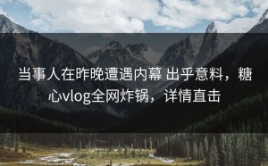 当事人在昨晚遭遇内幕 出乎意料，糖心vlog全网炸锅，详情直击