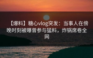 【爆料】糖心vlog突发：当事人在傍晚时刻被曝曾参与猛料，炸锅席卷全网
