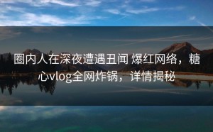 圈内人在深夜遭遇丑闻 爆红网络，糖心vlog全网炸锅，详情揭秘