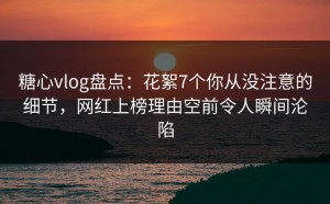 糖心vlog盘点：花絮7个你从没注意的细节，网红上榜理由空前令人瞬间沦陷
