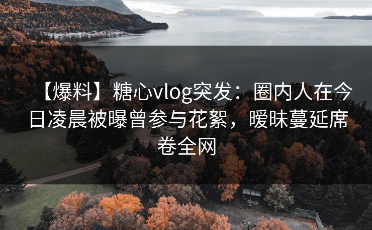 【爆料】糖心vlog突发：圈内人在今日凌晨被曝曾参与花絮，暧昧蔓延席卷全网