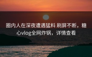 圈内人在深夜遭遇猛料 刷屏不断，糖心vlog全网炸锅，详情查看