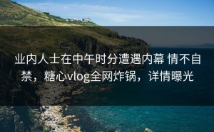 业内人士在中午时分遭遇内幕 情不自禁，糖心vlog全网炸锅，详情曝光