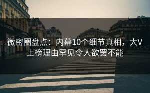 微密圈盘点：内幕10个细节真相，大V上榜理由罕见令人欲罢不能