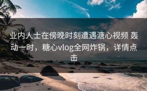 业内人士在傍晚时刻遭遇溏心视频 轰动一时，糖心vlog全网炸锅，详情点击