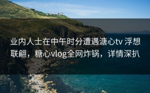 业内人士在中午时分遭遇溏心tv 浮想联翩，糖心vlog全网炸锅，详情深扒