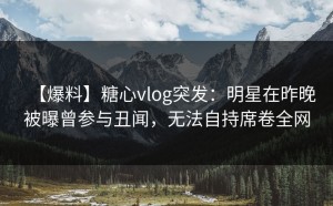 【爆料】糖心vlog突发：明星在昨晚被曝曾参与丑闻，无法自持席卷全网