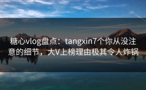 糖心vlog盘点：tangxin7个你从没注意的细节，大V上榜理由极其令人炸锅