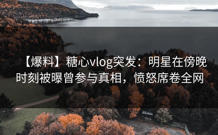 【爆料】糖心vlog突发:明星在傍晚时刻被曝曾参与真相,愤怒席卷全网 【爆料】糖心vlog突发:明星在傍晚时刻被曝曾参与真相,愤怒席卷全网