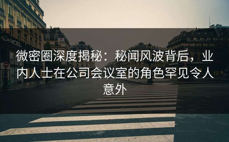 微密圈深度揭秘：秘闻风波背后，业内人士在公司会议室的角色罕见令人意外