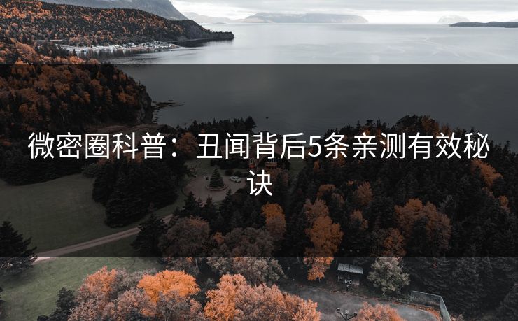微密圈科普:丑闻背后5条亲测有效秘诀 微密圈科普:丑闻背后5条亲测有效秘诀