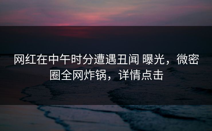 网红在中午时分遭遇丑闻 曝光，微密圈全网炸锅，详情点击